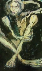 "Skin and Bones" A painting I did of Sid when he was so sick.
