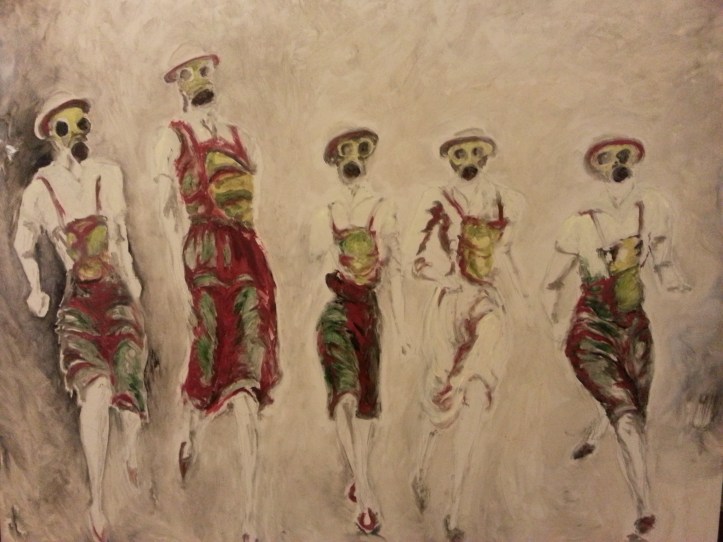"Mutual Aid" Oil on wood By Cat Jones 