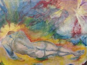 "Rude Awakening" 16 x 20 Oil on canvas By Cat Jones 