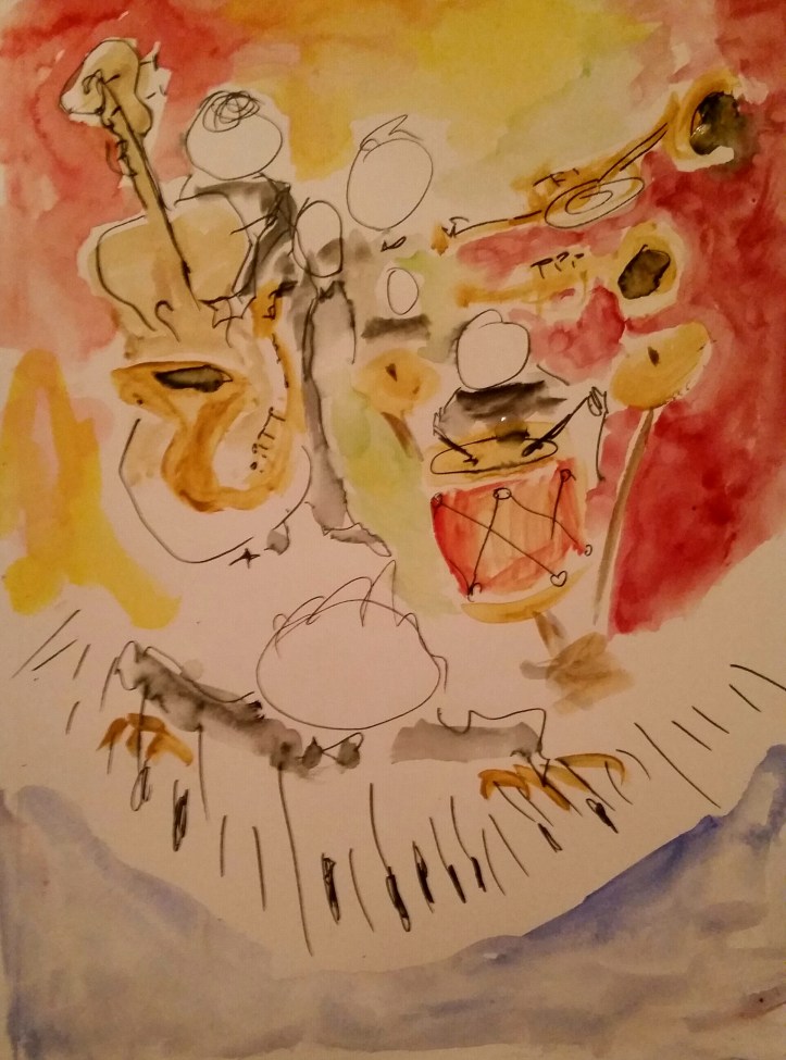 Jazz Band Gouache, watercolor, and ink By Cat Jones 