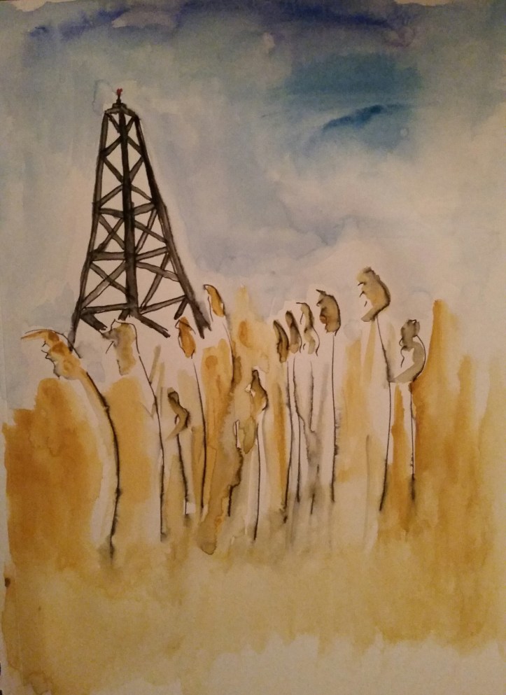 End of Winter, Berkshires Watercolor, gouache, and ink By Cat Jones 