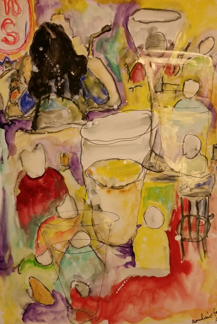 Bombers for a couple of Pints Watercolor, gouache and ink on paper Watercolor By Cat Jones