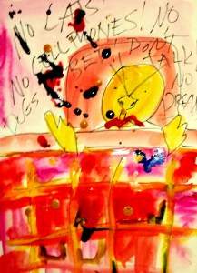"No Dreams" Gouache and ink on paper