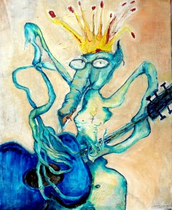 Would-Be Busker King for a Day Oil on Canvas By Cat Jones