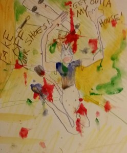 "Sanctuary" (Night in Spokane) Gouache and ink on paper