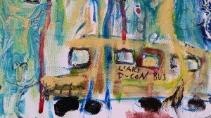 D-ConLiar Bus (Detail from Slice with the Vein) Oil and recriminations on Canvas