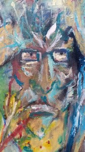 Ugly Flat-Eyed Hateful Selfish Man Oil on Canvas