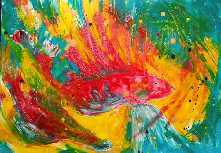 Cyprinidae 12" x 16" Oil on wood