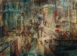 "Broken Window Theory " Oil on Wood 12" x 16" by Cat Jones
