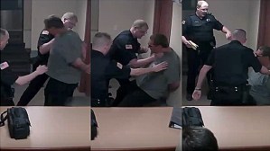 Saratoga Springs officer Nathan Baker, as he assaults Adam in the holding area, and denies him medical attention. 
